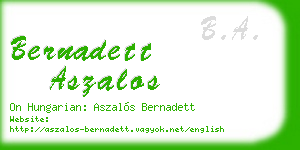 bernadett aszalos business card