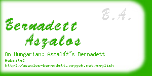 bernadett aszalos business card